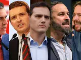 Sánchez, Casado, Rivera, Abascal e Iglesias.