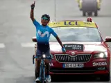 Nairo Quintana celebra su victoria en la 18ª etapa del Tour de Francia.