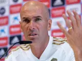 Zidane, técnico del Real Madrid, durante una rueda de prensa.