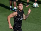 James Rodríguez, durante un entrenamiento con el Real Madrid.