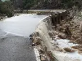 Carretera inundada en Moixent