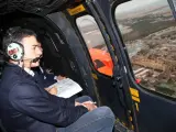 Pedro Sánchez durante el recorrido en helicóptero por Orihuela.
