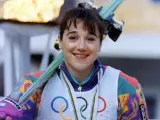 Blanca Fernández Ochoa, con la medalla de bronce de los Juegos de Albertville