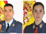 El comandante Daniel Melero y la alférez Rosa María Almirón Otero, fallecidos en el accidente aéreo de Murcia.