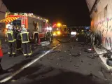 Imagen de un accidente provocado por un conductor kamikaze en la M-50.