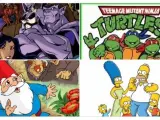Tuit del #DibujosAnimadosClassic con las series 'Gárgolas', 'Tortugas Ninja', 'David el gnomo' y 'Los Simpson'.