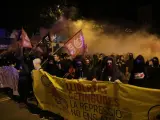 Un grupo de manifestantes convocados por los CDR han concentrado en Girona el 1 de octubre de 2019.