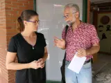 Noelia Posse, durante una visita a un centro educativo.
