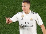 Lucas Vázquez celebra un gol.