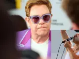 Elton John, con un fotograma de 'Bohemian Rhapsody'.