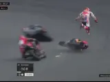 Márquez, en el momento de salir disparado de la moto