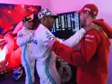 Vettel y Hamilton, en el antepalco del GP de Estados Unidos.