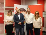 Los candidatos socialistas por la provincia de Zaragoza hacen balance de campaña electoral en la sede del PSOE.