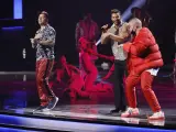 Bad Bunny, Ricky Martin y Residente, durante su actuación en la gala de los premios Grammy Latinos 2019.