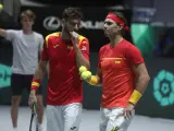 Marcel Granollers y Rafa Nadal, tras el partido de dobles ante Croacia.
