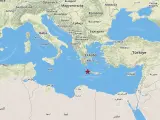 Localización del seísmo en Creta.