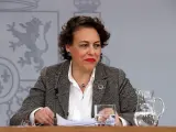 La ministra de Trabajo Magdalena Valerio durante la rueda de prensa.