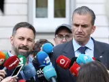Santiago Abascal y Javier Ortega Smith, presidente y secretario general de Vox, valorando la sentencia del procés