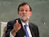El expresidente del Gobierno Mariano Rajoy en la presentación de su libro.