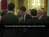 De izquierda a derecha: la Princesa Ana, Rutte, Trudeau, Macron y Johnson en el vídeo.