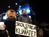 La activista sueca Greta Thunberg participa en el acto final de la marcha por el clima.