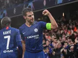 César Azpilicueta celebra un gol con el Chelsea.