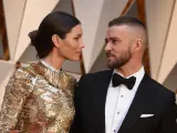 Justin Timberlake y Jessica Biel, en la alfombra roja de los Oscar.