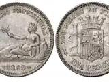 Primera peseta de plata en 1969.