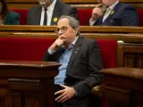 El presidente de la Generalitat de Catalunya, Quim Torra, durante la celebraci&oacute;n de la segunda sesi&oacute;n plenaria en el Parlament, en Barcelona (Espa&ntilde;a), a 12 de diciembre de 2019.