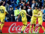 Los jugadores del Villarreal celebran el tanto del empate.