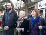 Los cargos de Podemos Euskadi Yahcov Ruiz, María Valiente y Pilar Garrido