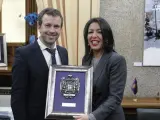 Visita de la presidenta del Parlmanento andaluz, Marta Bosquet, al Ayuntamiento de Jaén donde se ha reuniodo con el alcalde, Julio Millán.