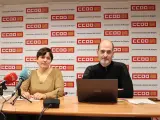 La responsable de empleo de CCOO en la DGA, Tania González, y el secretario general del Sector Autonómico de CCOO-Aragón, Francisco González.
