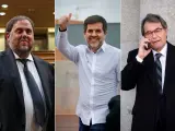 Montaje que muestra a Oriol Junqueras, Jordi Sánchez y Artur Mas.
