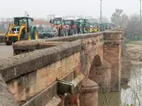 Una caravana de tractores, durante la protesta de este jueves en Jaén.