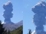 El volcán Chillán durante la pulsión eruptiva.