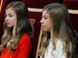 La princesa Leonor y la infanta Sofía asisten a la apertura solemne de la XIV Legislatura en el Congreso.