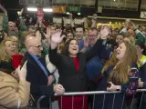 La presidenta del Sinn Féin, Mary Lou McDonald, tras ser elegida en su circunscripción de Dublín.