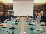 Reunión de Arcadi España y los presidentes de los Puertos de Castelló y València con el secretario general de Transporte de Marruecos
