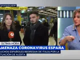 Entrevista en Barajas a estudiantes españoles que vuelven desde Italia.
