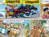 Una de las páginas del comic de 'Astérix y Obélix' en las que aparece el coronavirus.