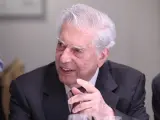 El escritor Mario Vargas Llosa, durante el almuerzo coloquio del Club Siglo XXI, a principios del mes de marzo