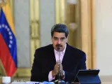 El presidente de Venezuela, Nicolás Maduro, en el Palacio de Miraflores, en Caracas.