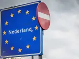 Cartel en la frontera de Países Bajos y Alemania.
