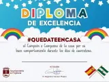 Diplomas de excelencia que el Ayuntamietno de Frigiliana reparte a los niños por su comportamiento durante el confinamiento