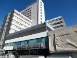 Illustration,A general view of the Hospital de la Paz during the second week after the Government declared the state of alarm in Spain and recommended people to stay at home to fight coronavirus COVID-19 on March 26, 2020 in Madrid, Spain