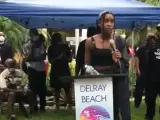 La tenista Coco Gauff, dando un discurso contra el racismo.