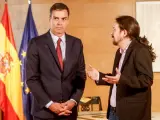 Pedro Sánchez y Pablo Iglesias en La Moncloa