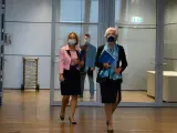 Lagarde porta mascarilla en su reunión del 4 de junio.