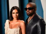 Kanye West y Kim Kardashian, en la fiesta de los Oscar 2020.